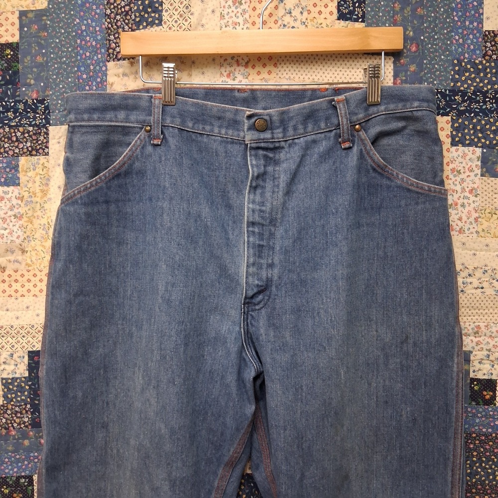 Vintage Big Mac Carpenter Jeans Orange Stitch Workwear USA 40x30 70s 80s